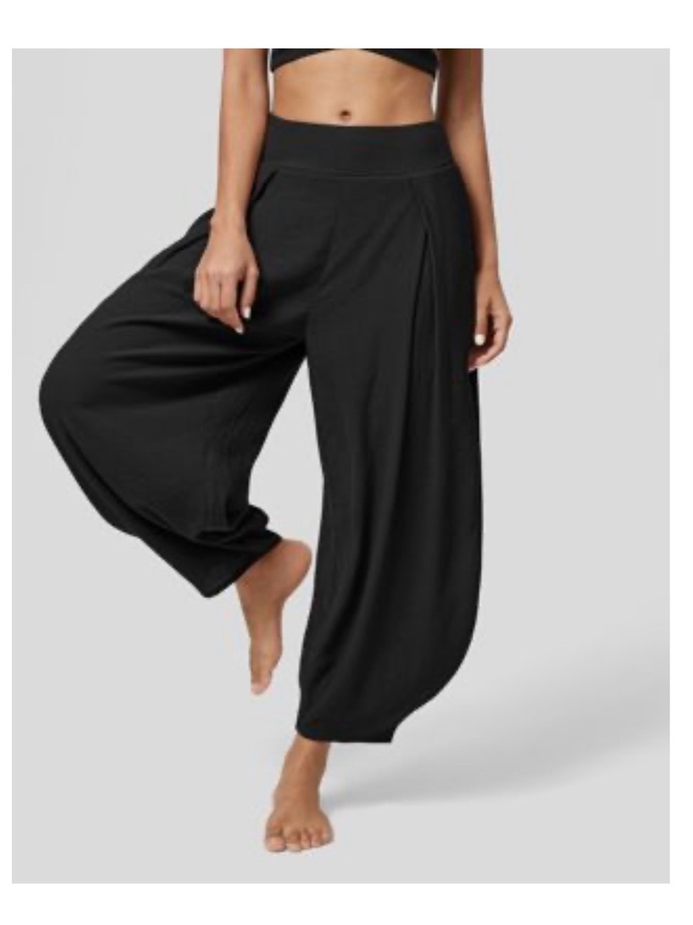 HALARA Black Ankle-Length Harem Jumpsuit Pants